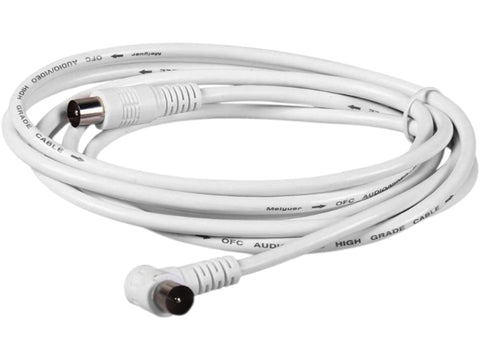 3m White Male to Male PAL RF Cable