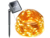 100 Solar Powered Warm White LED String Lights - 10m Copper Wire