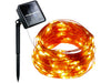 100 Solar Powered Warm White LED String Lights - 10m Copper Wire