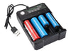 USB 4 Slot 18650 Rechargeable Battery Charger